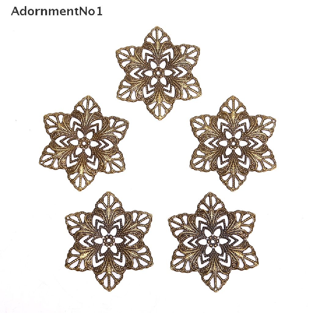 (AdornmentNo1) 10pcs / Set Konektor Bentuk Bunga Filigree Bahan Metal Untuk Perhiasan DIY