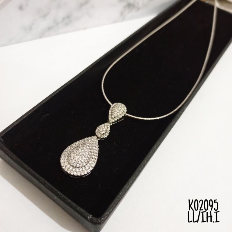 Kalung Rhodium Choker Oval Tingkat Full Zircon Premium K02095