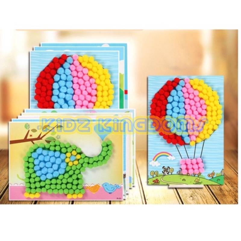 Mainan Edukasi Montessori Tempel DIY Pom Pom - Mainan Kerajinan Tempel Pom Pom