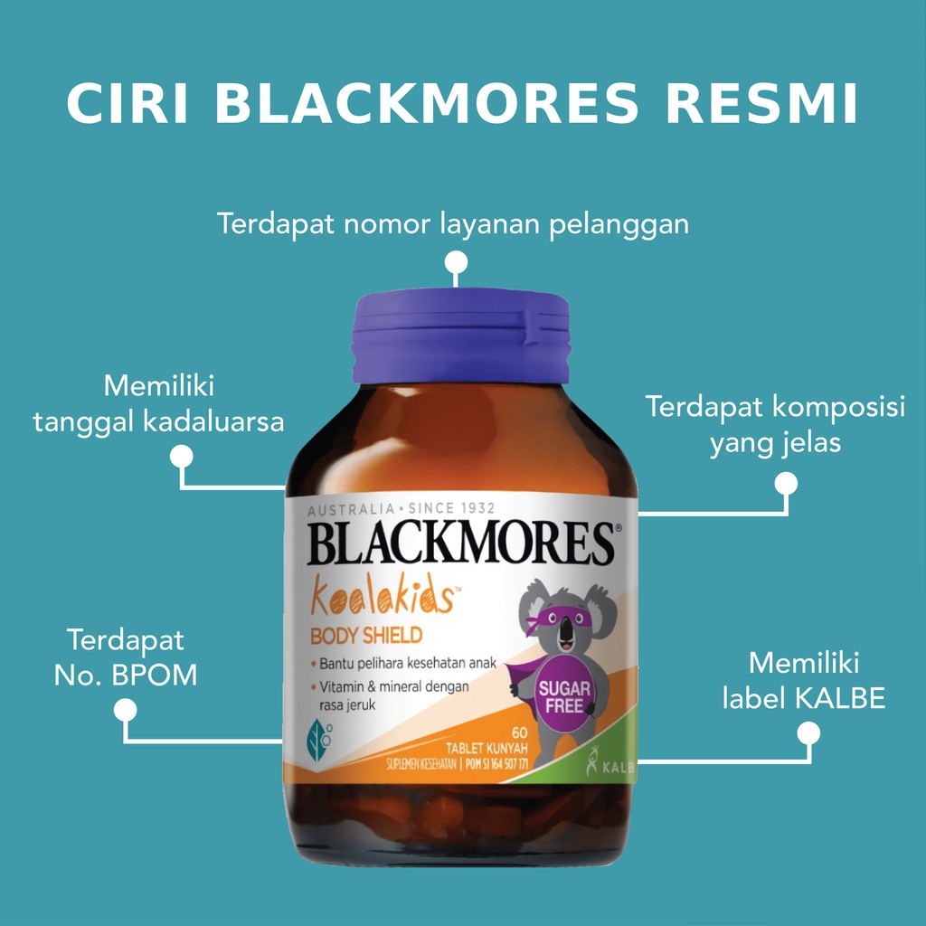 Blackmores Koala Kids Body Shield Multivitamin Anak 60 Tablet Kunyah BPOM Kalbe