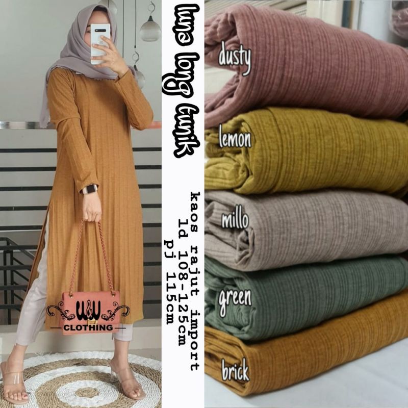 Luna long tunik by W&W clothing / tunik wanita / atasan cewek / tunik kaos rajut