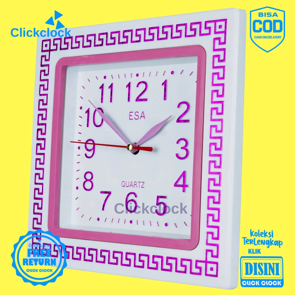 Jam Dinding Analog Minimalis Pink Esa 241 Besar Dekorasi Rumah Unik