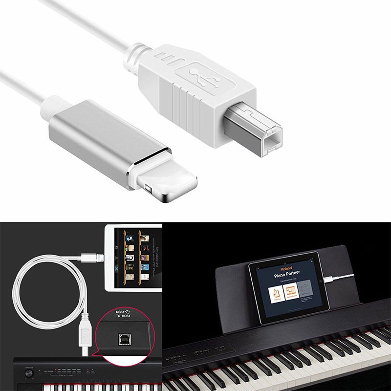 (LUCKID) Kabel Konverter MIDI Keyboard Lightning Ke Tipe-B USB 2.0 Untuk iPhone 7 8 X