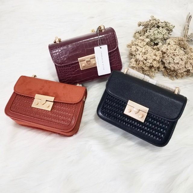 CK Woden Boxy Anyam Chain  Bag Original