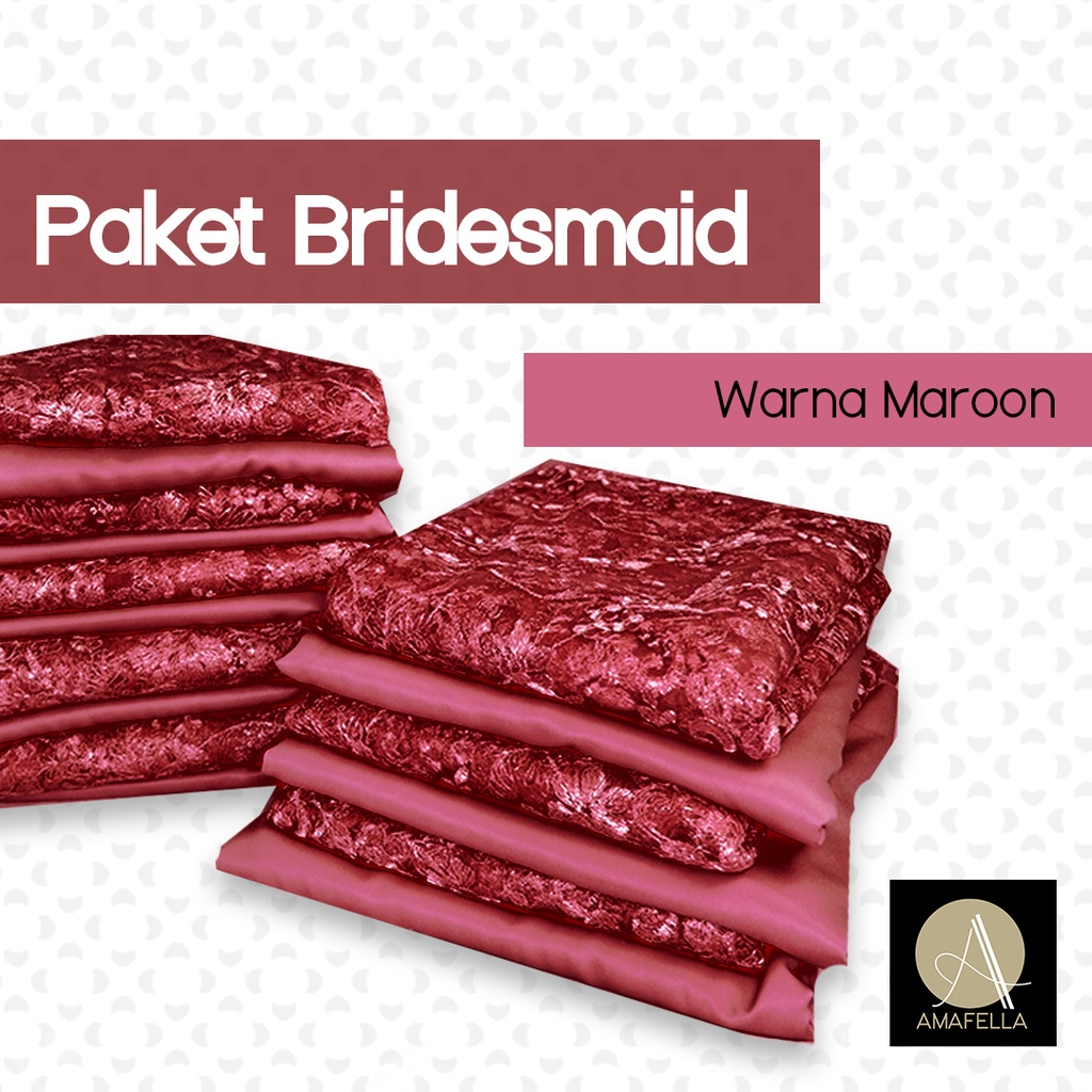 Paket Kain Bridesmaid Seragaman Premium Lamaran Keluarga Lengkap Satin Kebaya Brokat Warna Maroon