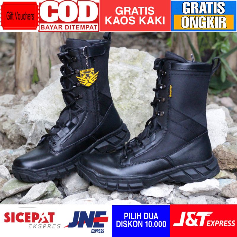 Sepatu PDL Tni Polri Kulit Anti Air merk brotrher type new gen 6 sudah pakai resleting