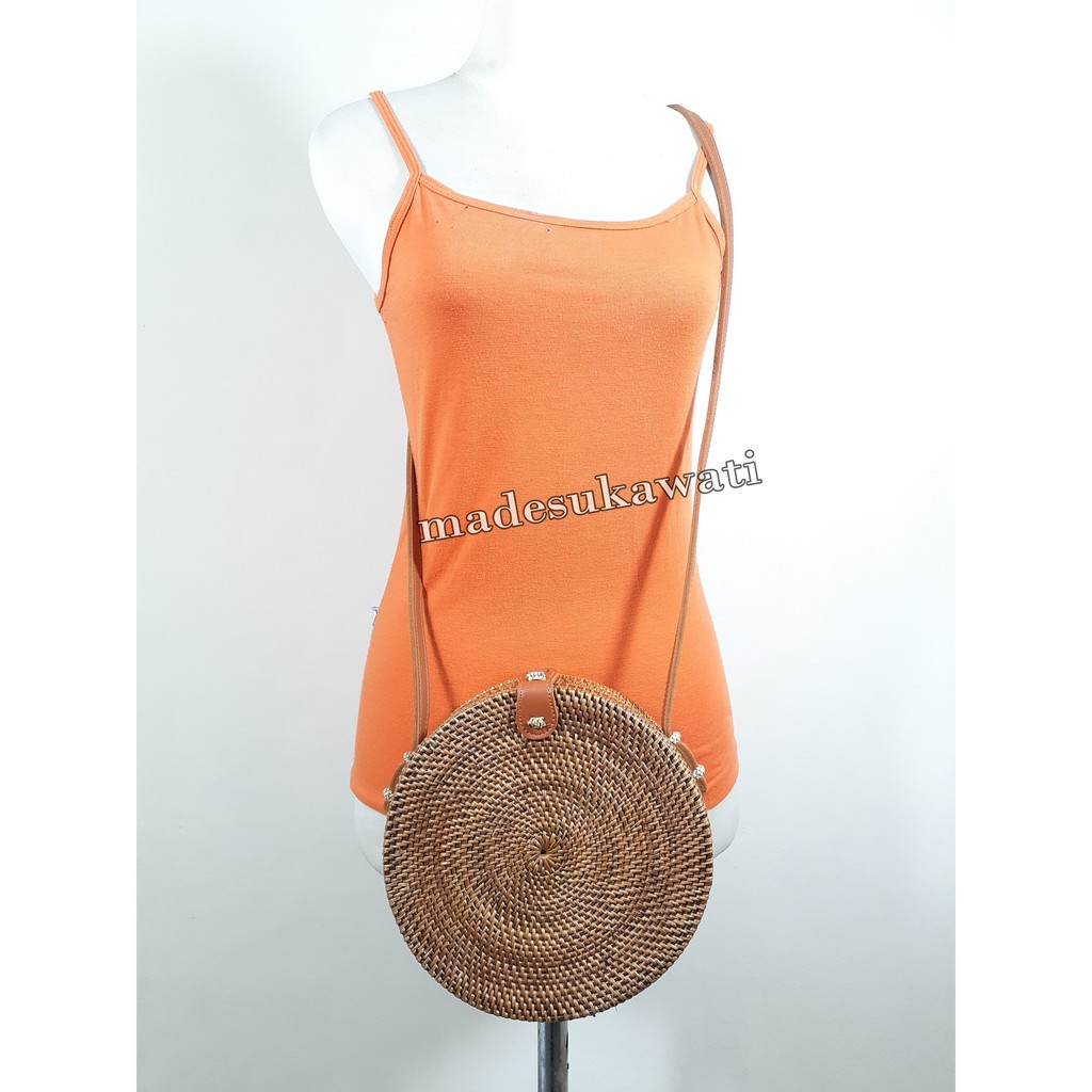 Tas klasik rotan bali diameter 25 cm