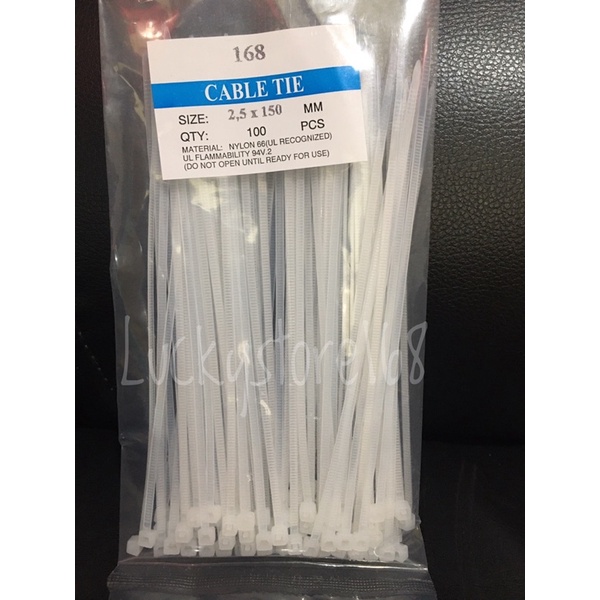 Kabel Ties 2.5 x 150mm (15cm) isi 100 bh - putih , Cable Tie/ Pengikat Kabel/ Dasi Kable