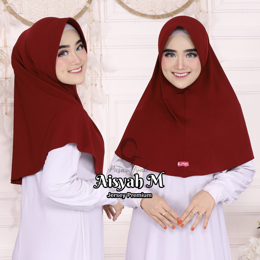 Hijab Bergo Jersey Premium Jilbab Instan Bergo Aisyah M Kerudung Bergo Polos Pasar Hija'b