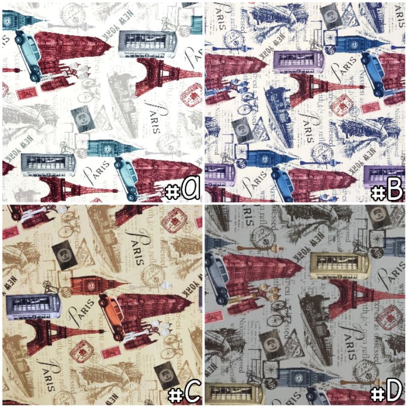 Kain Bludru Beludru Velvet Print Motif Kertas Koran Newspaper - Paris (Sofa, Kursi, Jok, Sarung Bant