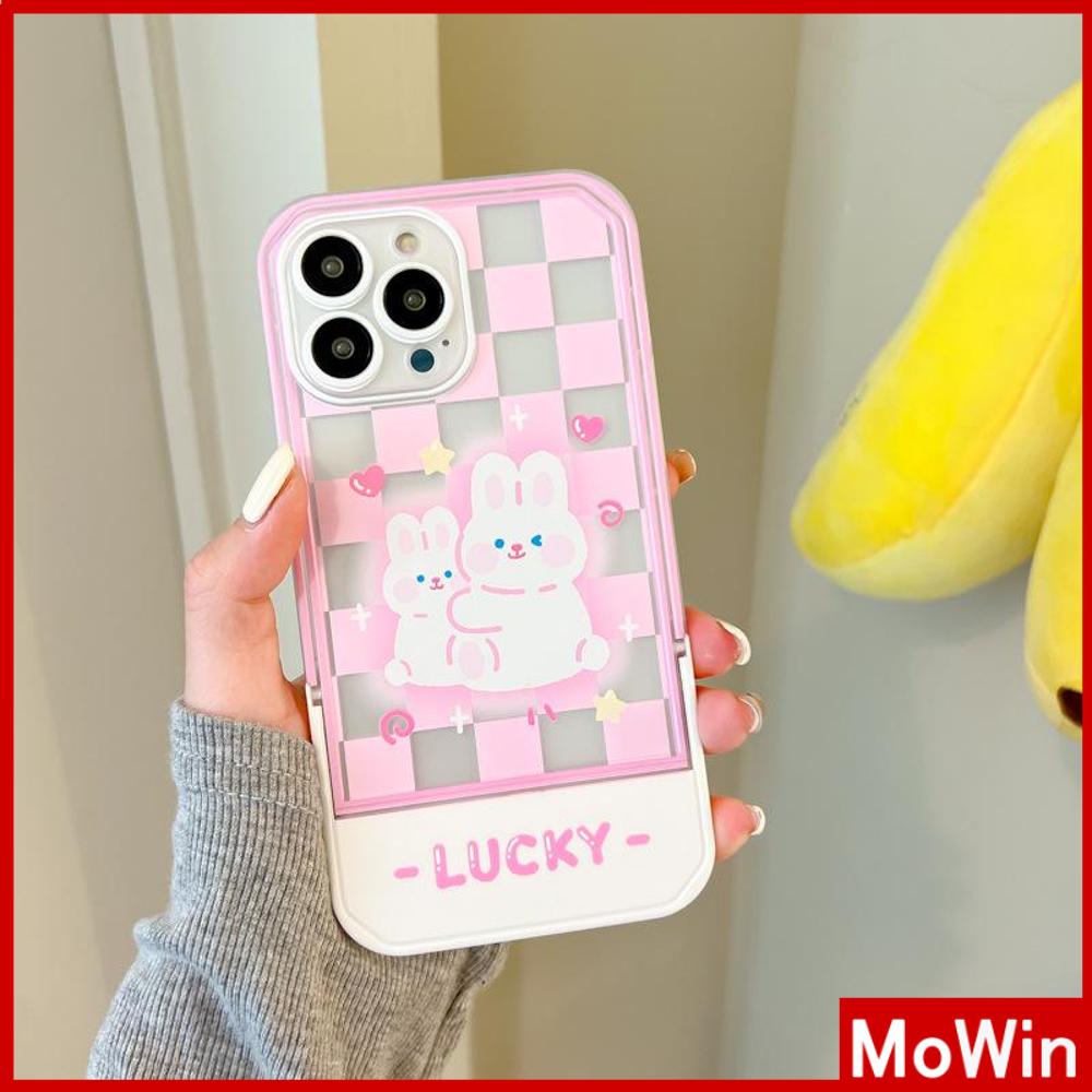 iPhone Case Acrylic Invisible Folding Stand Silicone Soft Case Shockproof Camera Cover Rabbit Cute Cartoon Compatible For iPhone 11 Pro Max 13 Pro Max 12 Pro Max 7Plus xr XS Max