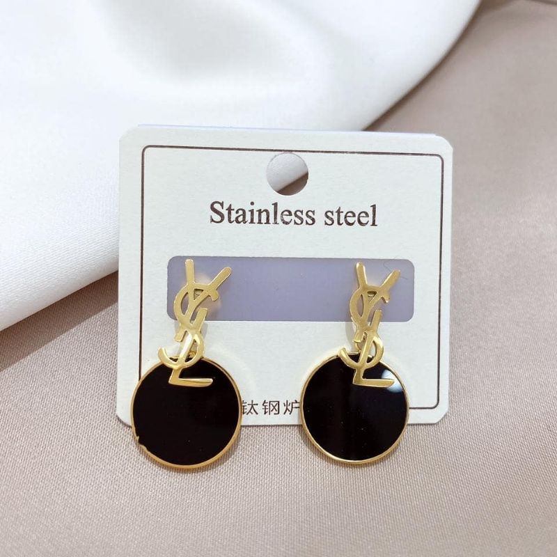 Anting titanium asli Ysl gold Premium Quality Anti karat tidak karatan 18