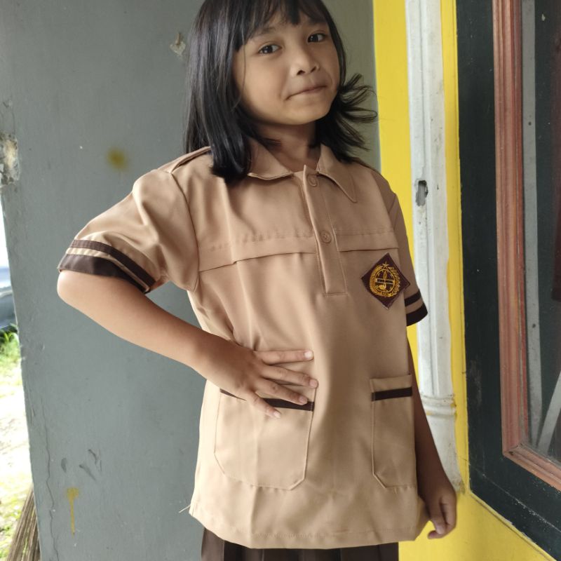RB Baju Pramuka Siaga SD MI Bahan Rapilo Tangan Pendek Laki laki dan perempuan