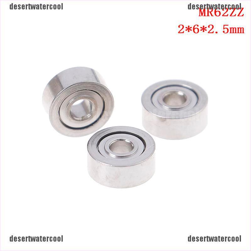 Deid 10Pcs MR62ZZ (2X6 X 2.5mm) Bola Bearing metal mini Presisi