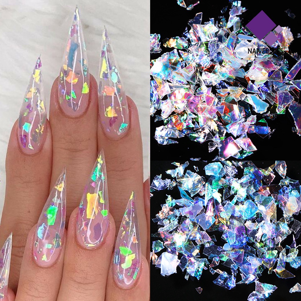 Naiveblue Serpihan Glitter Bentuk Asimetris Untuk Dekorasi Nail Art