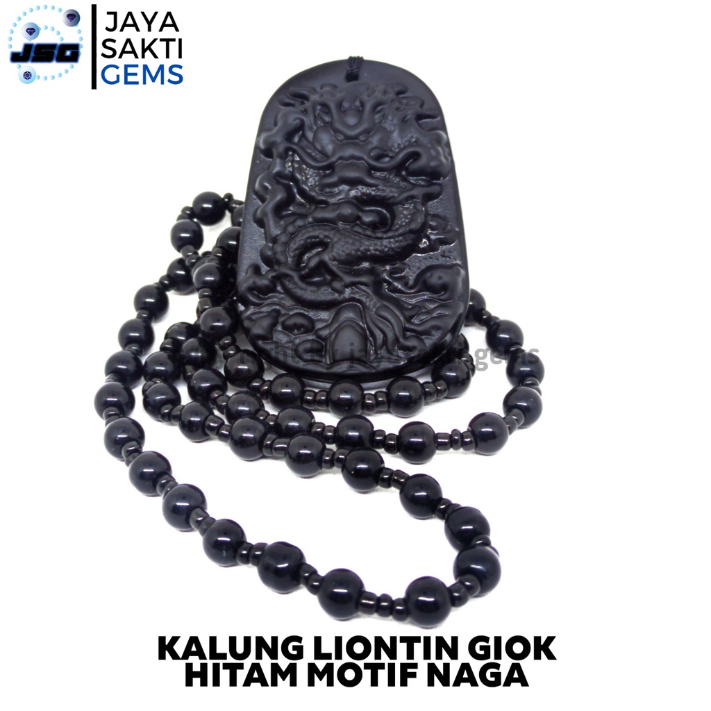 Kalung Liontin Batu Giok Hitam Motif Naga