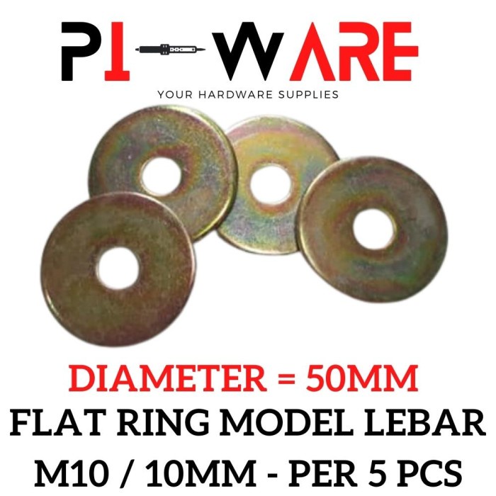 Per 5 Pcs Ring Plat Model Lebar Ukuran M10 10mm Lebar Diameter = 50mm