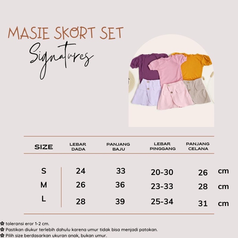 MASSIE Skort Set Anak 1-5th / Setelan Rok Anak