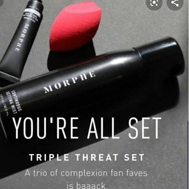 Morphe triple threat (morphe eyelid primer,morphe setting mist spray,morphe sponge)