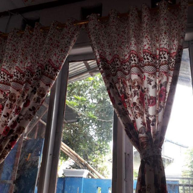 Gorden Murah Minimalis Jendela Kamar Model 12 Lubang Smokring 6 Gelembung Tinggi 210 Cm