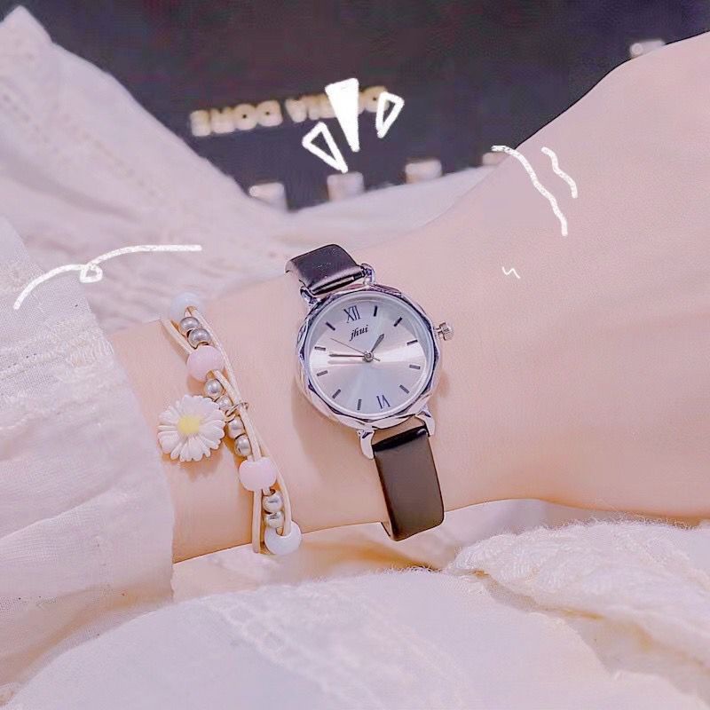 BAJ Jam Tangan Quartz Strap PU Analog Casual Gaya Retro Wanita Persegi Watch Korean Fashion Body Belimbing RM032