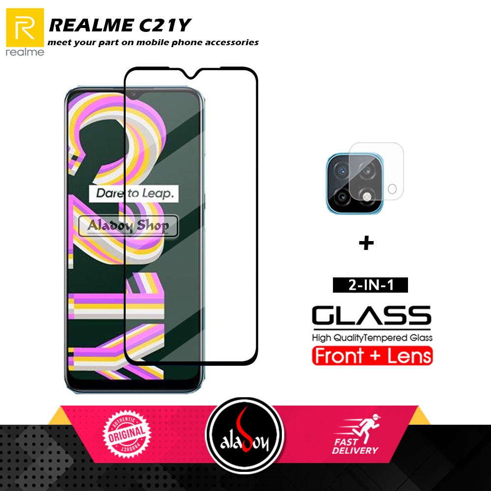 Tempered Glass Realme C21Y PAKET 2 IN 1 Tempered Glass Layar dan Tempered Glass Camera