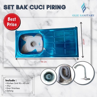 Bak Cuci Piring + Afur Wastafel Stainless / 96CM x 43CM / Kitchen Sink