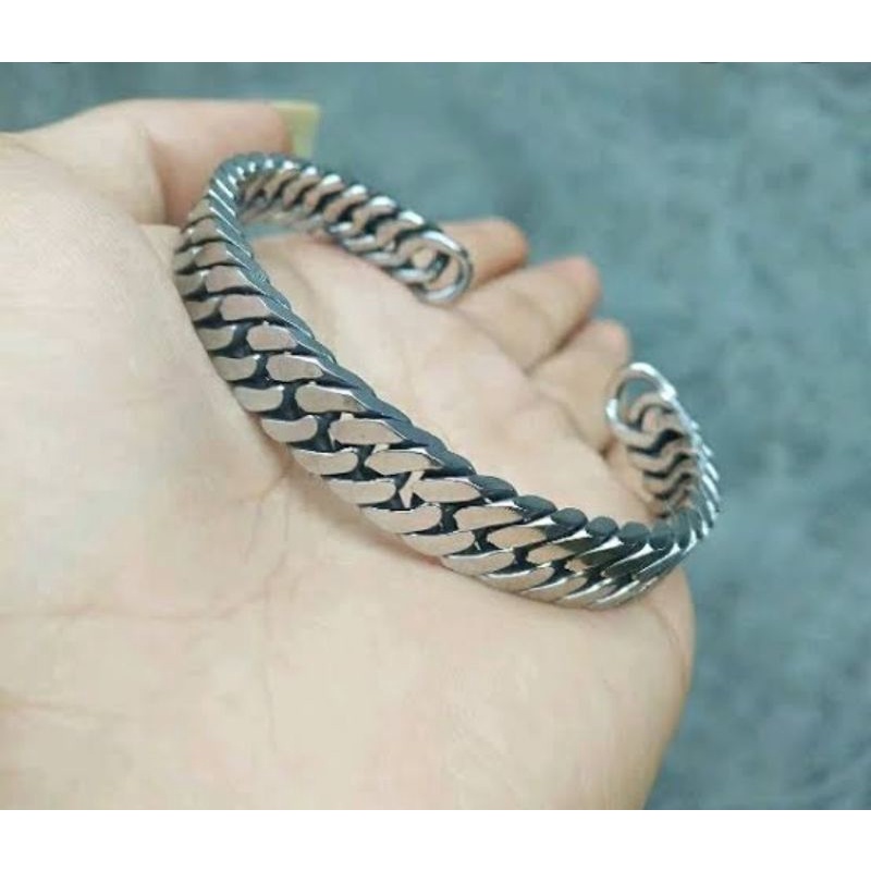 gelang titanium pria polos anti karat