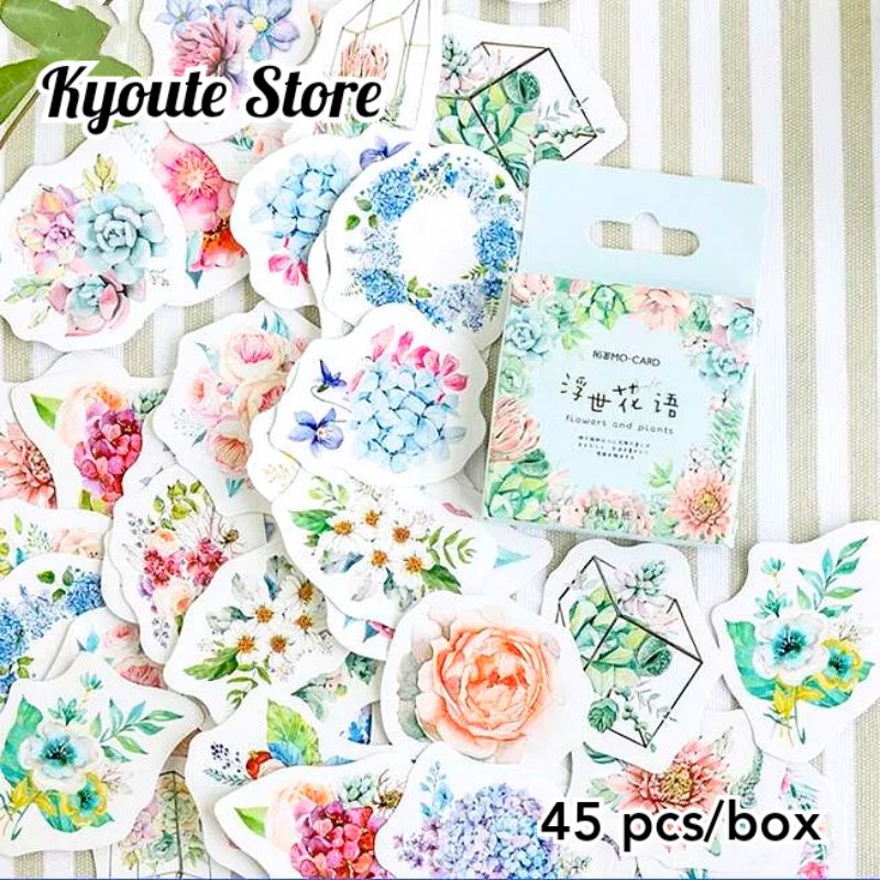 

45 pcs Sticker Beautiful Flower Bouquet Bun Scrapbook DIY Journal