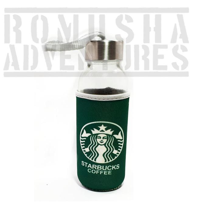 ROMUSHA STARBUCK COFFEE BOTTLE 300ML & COVER BOTOL KACA ASI KOPI TEH A