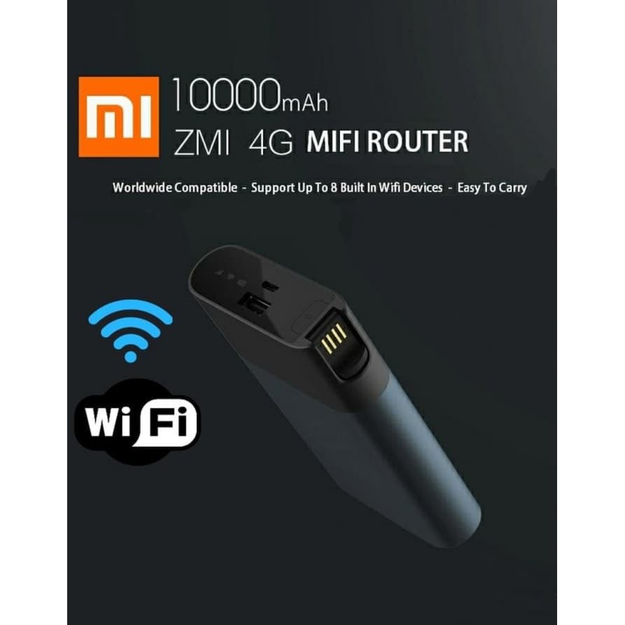 XIAOMI Modem Mifi ZMi MF885 3G 4G LTE WiFi Hotspot with 10000mAh Powerbank QC 2.0