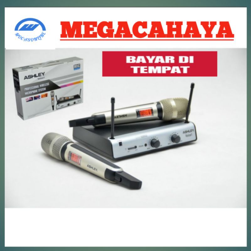 Mic Wireless ASHLEY murah UHF MICROPHONE karaoke WIRELESS mic hendle ASHLEY VOICE 1 mic tanpa kabel