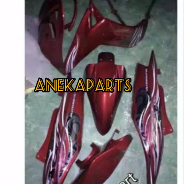Body halus full set merah plus striping mio soul karbu