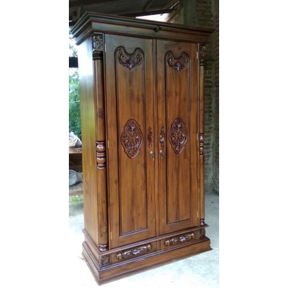 LEMARI PELURU KAYU JATI JEPARA / LEMARI MINIMALIS / LEMARI 2 PINTU Restu Jaya_Olshop