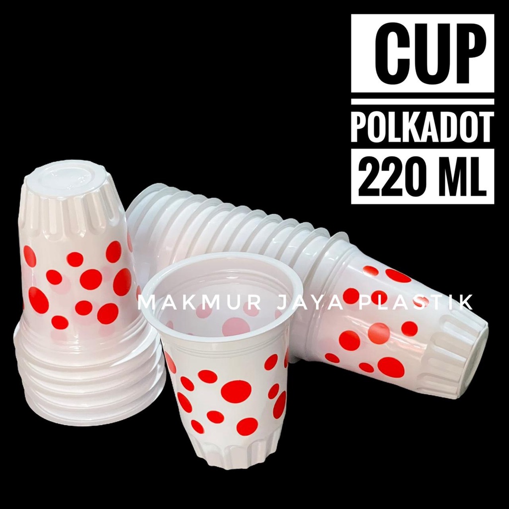 Jual Gelas Plastik Motif Polkadot 220 Ml Isi 50 Pcs Shopee Indonesia 0166