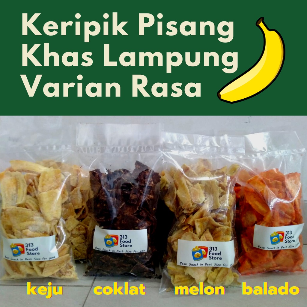 

Keripik Pisang Khas Lampung 250 gram - Aneka Rasa Coklat, Keju, Melon & Balado - Banana Chips 313foodstore