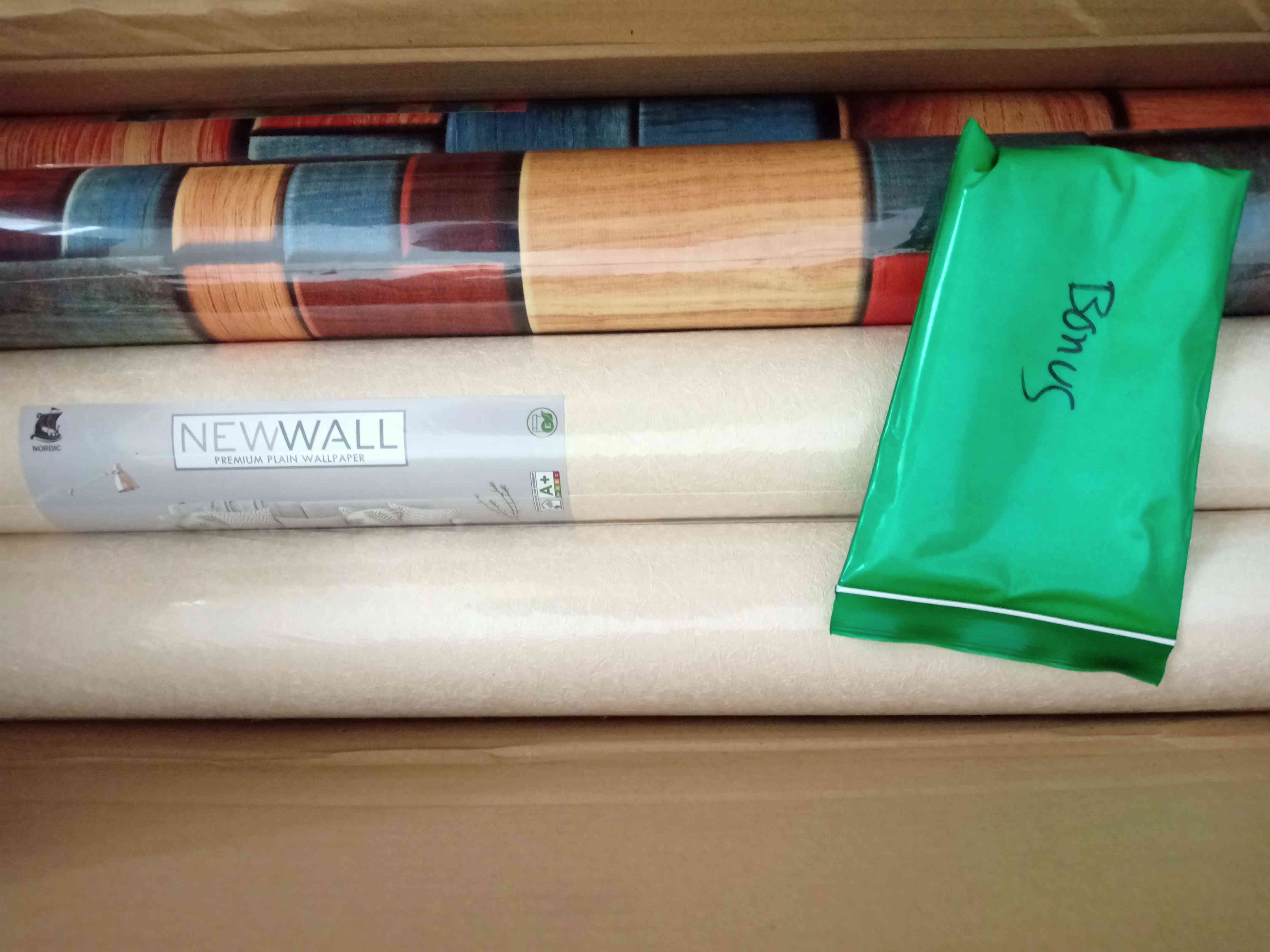  Wallpaper  Dinding Motif Balok Kayu  Warna  Warni  3D Visual 