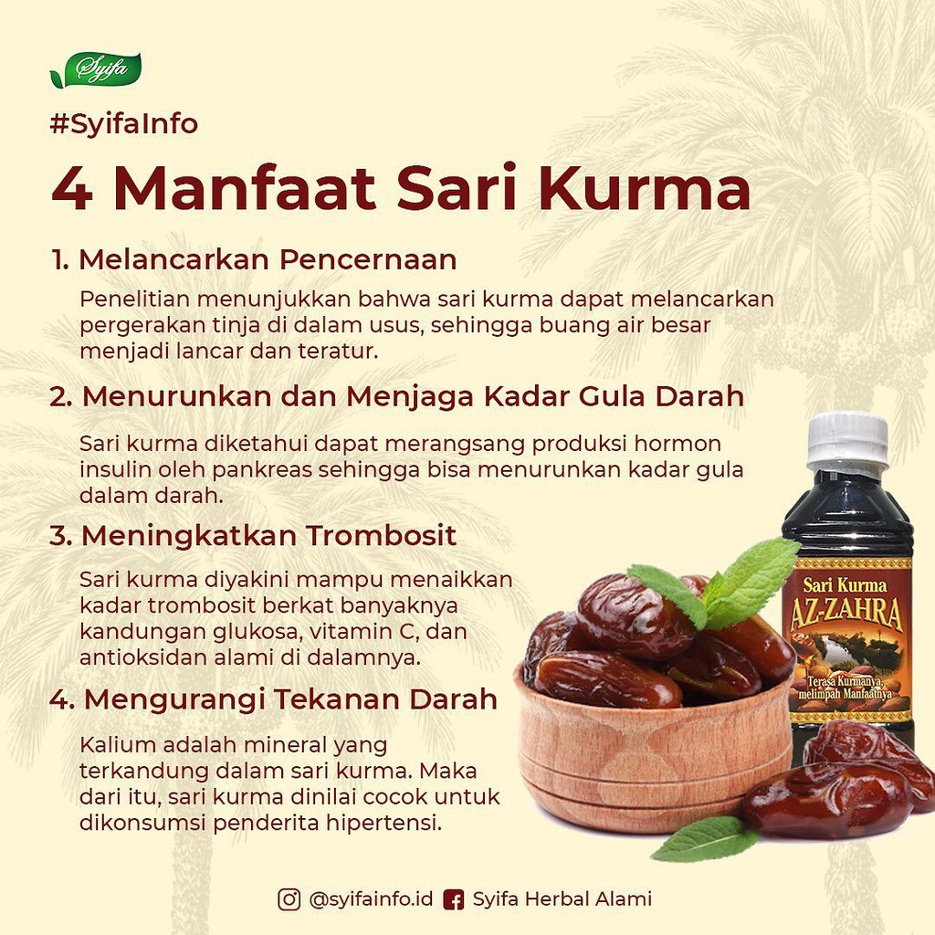 Sari Kurma Azzahra Merah Menaikkan Trombosit Obat Demam Berdarah Indonesia