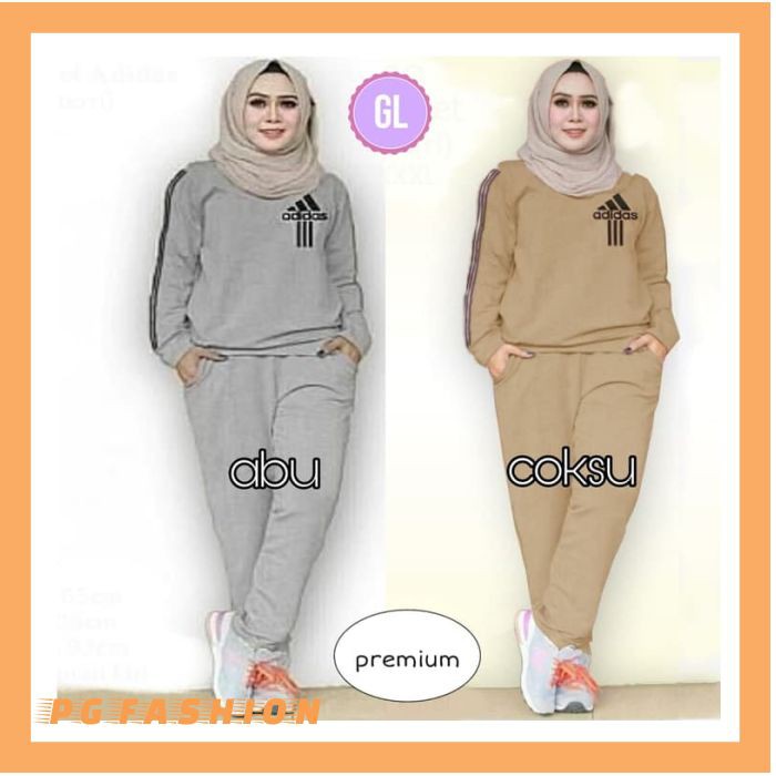 Best Seller  PG Fashion Training Adidas Set JUMBO Stelan Olahraga Muslim Baju Senam Muslim Big