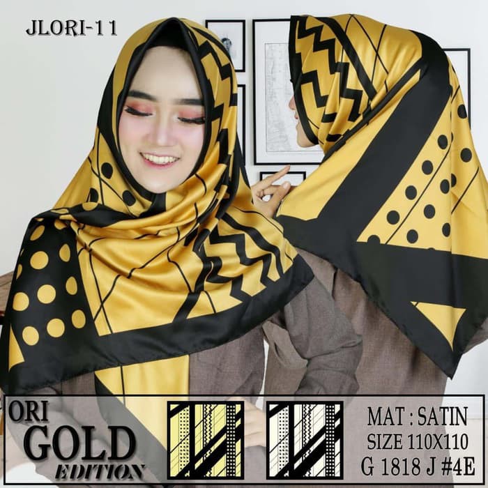 Kerudung Jilbab Hijab Segiempat Gold Edition Murah Wanita Muslim Satin