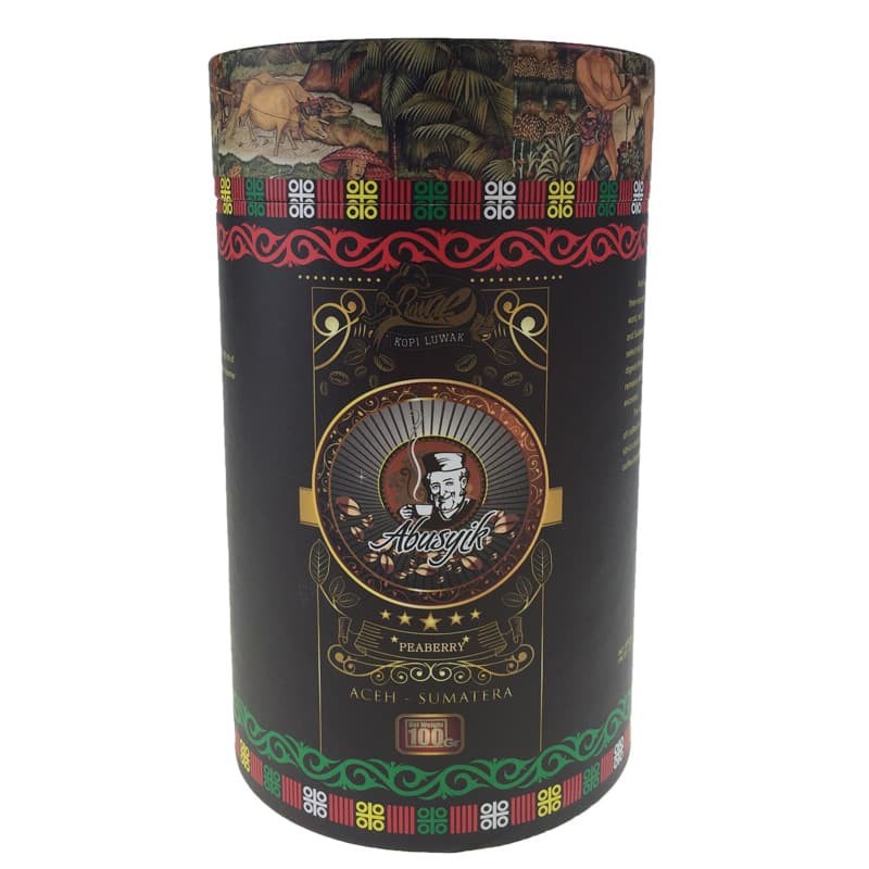 

kopi luwak Liar abusyik peaberry Ground 100 gram Box Tabung Bulat