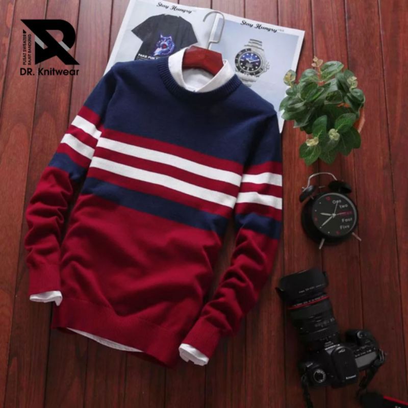 Rajut Ryan Sweater O-Neck Navy - Sweater Rajut Oblong Pria Katun Berkualitas