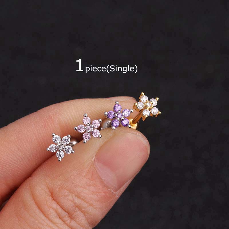 1piece Stainless Steel Flower Pinna Helix Piercing 16G Cartilage Earrings