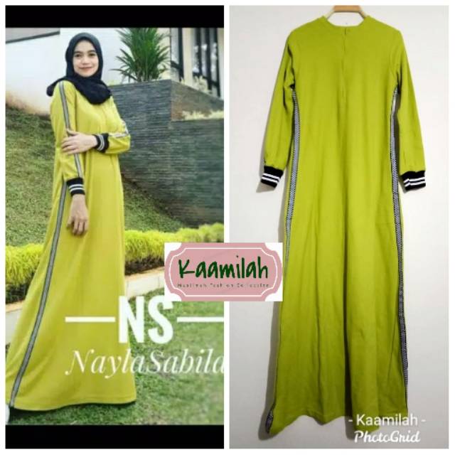 Gamis Sporty Original by NS Nayla Sabila (READY STOCK) Green Lime Size S