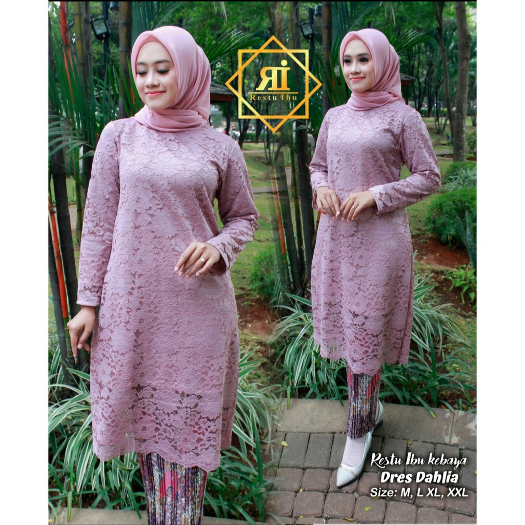 RES&gt; SET Kebaya tunik brokat - kebaya tunik adelia luna - kebaya brokat import - baju tunik pesta