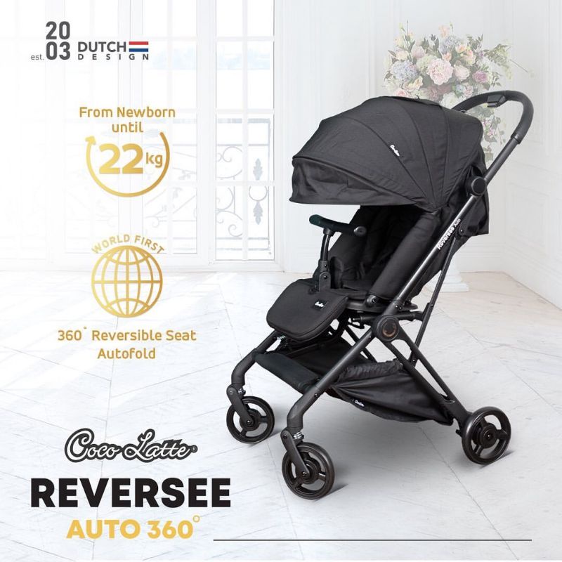 Stroller Cocolatte Reversee Auto 360 Derajat CL-BK 2166 Autofold / Kereta Dorong Bayi Hadap Ibu