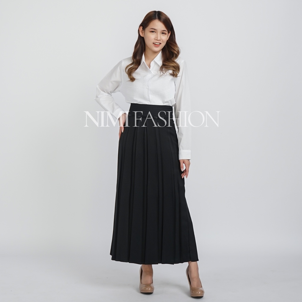 Rok Kerja Plisket / Rok Kantor Panjang Wanita Formal Rempel-3