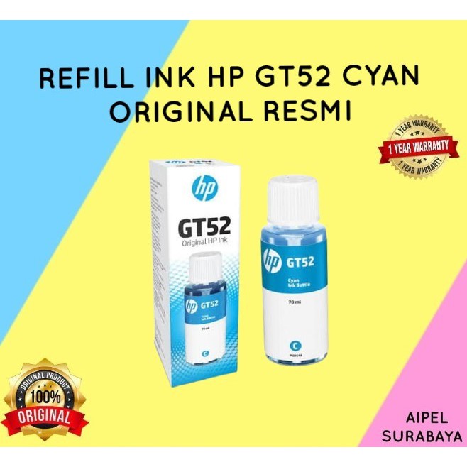 GT52C | REFILL INK HP GT52 CYAN ORIGINAL RESMI