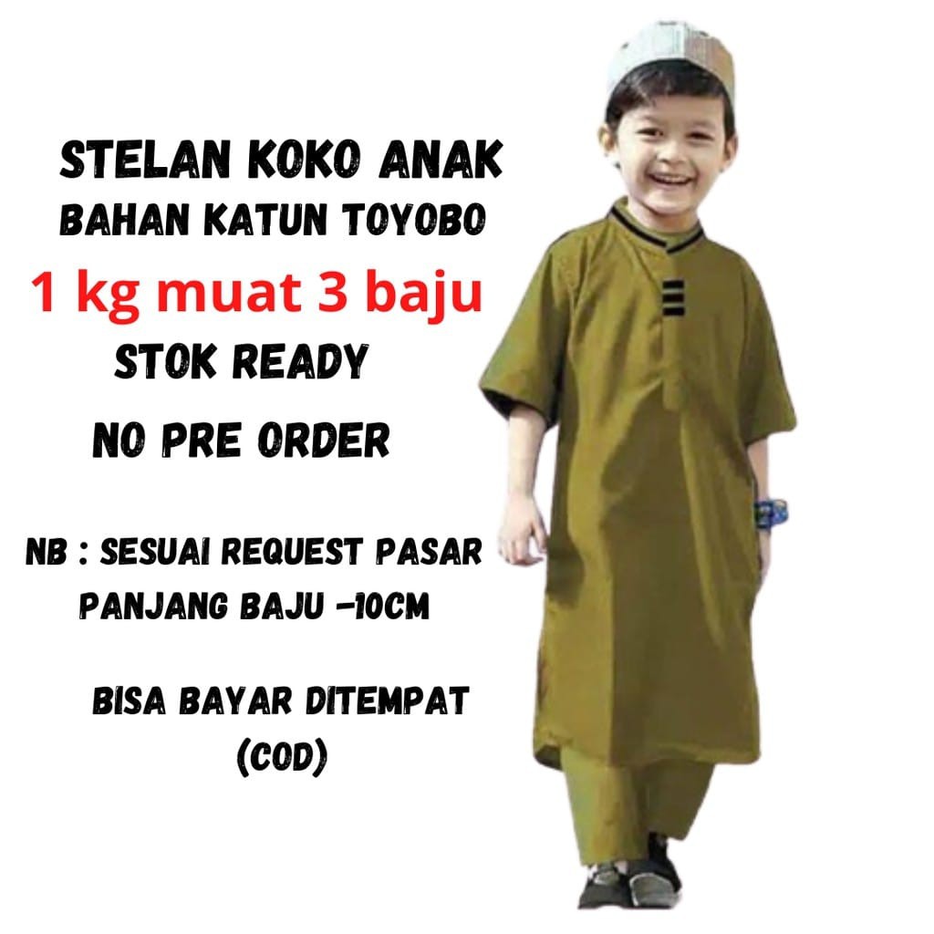 Baju Koko Anak Laki -- Setelan Baju Koko Anak 2-12  tahun