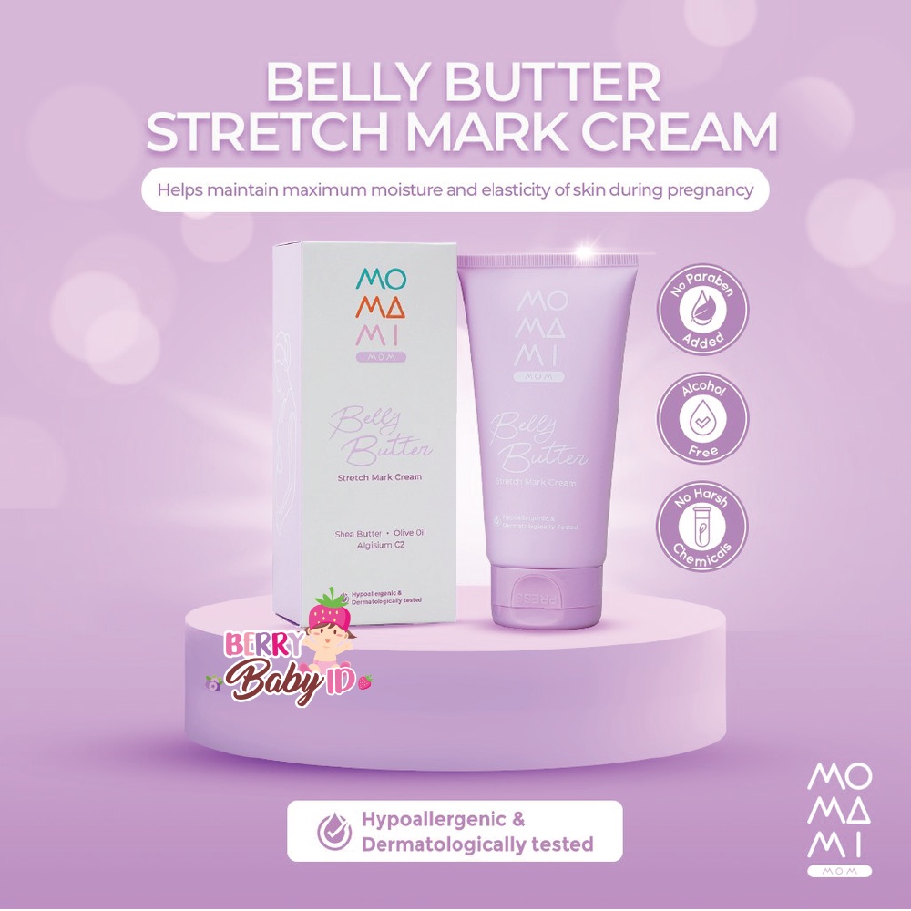 Momami Belly Butter Stretch Mark Cream Krim Penghilang Stretchmark Berry Mart